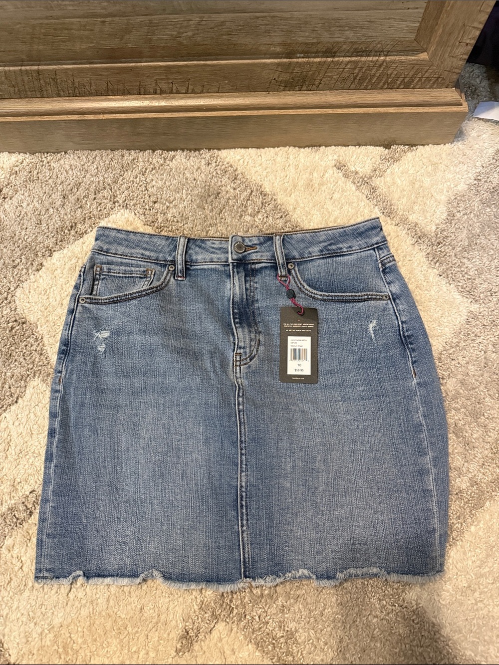 Idyllwind Blue Denim Raw-Hem Mini Skirt